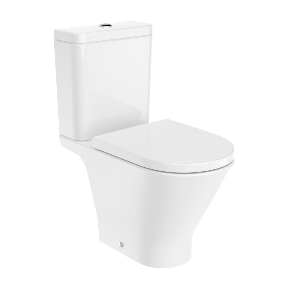 Product cut out image of the Roca The Gap Round Close Coupled Open Back Toilet
